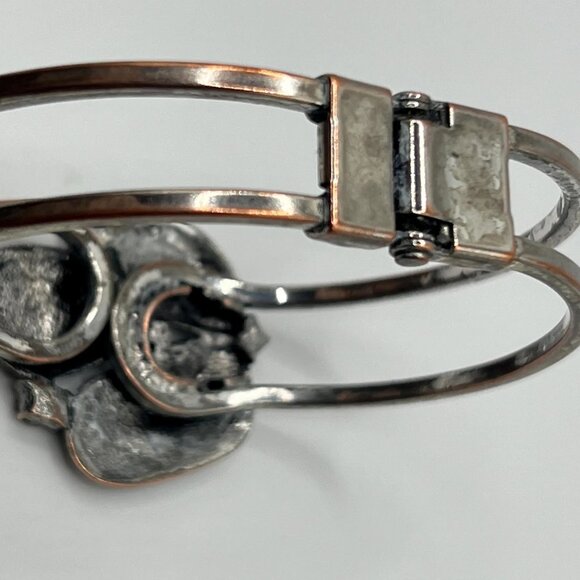 Vintage silver/brass stone stone embellished cuff bracelet. - Picture 4 of 7